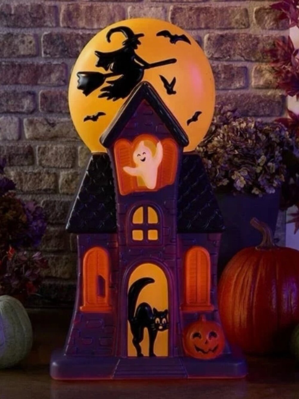 Cracker Barrel 3FT Haunted House Blow Mold Halloween Decor Lighted Ghost Cat